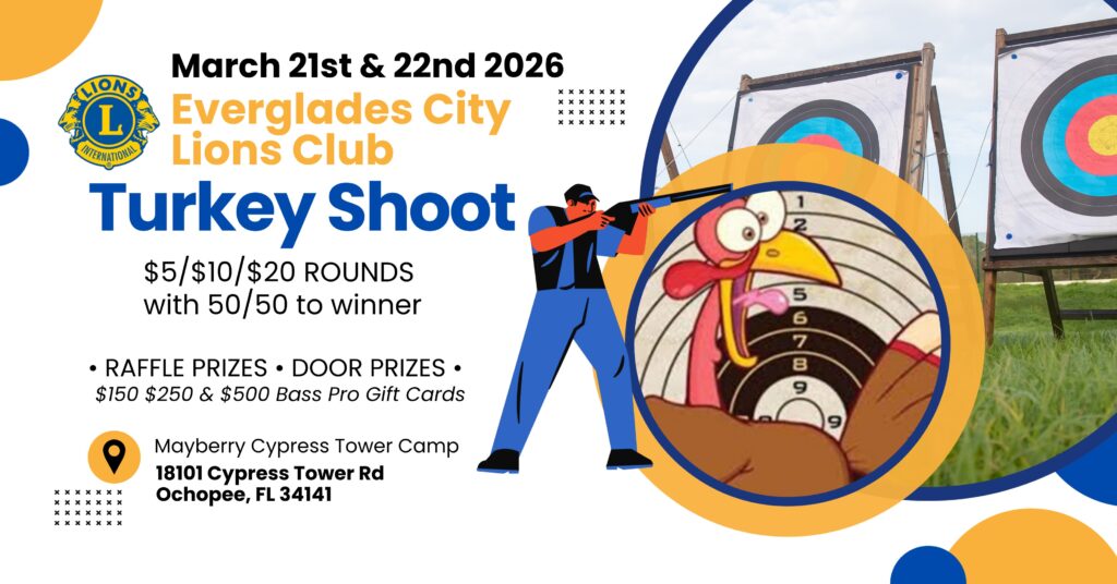 Everglades City Lions Club Turkey Shoot Banner 2026