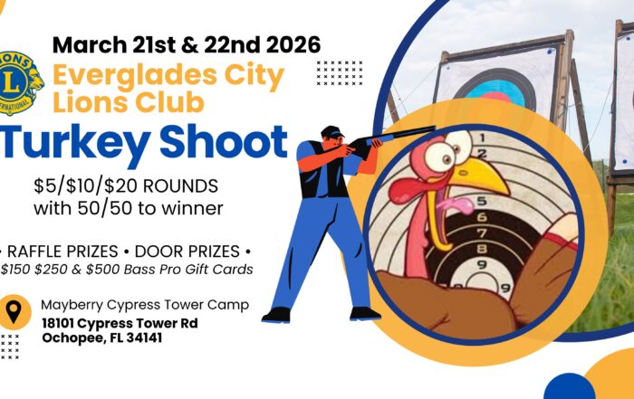 Everglades City Lions Club Turkey Shoot Banner 2026