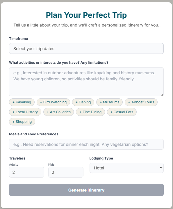 VEC Itinerary App for the Everglades